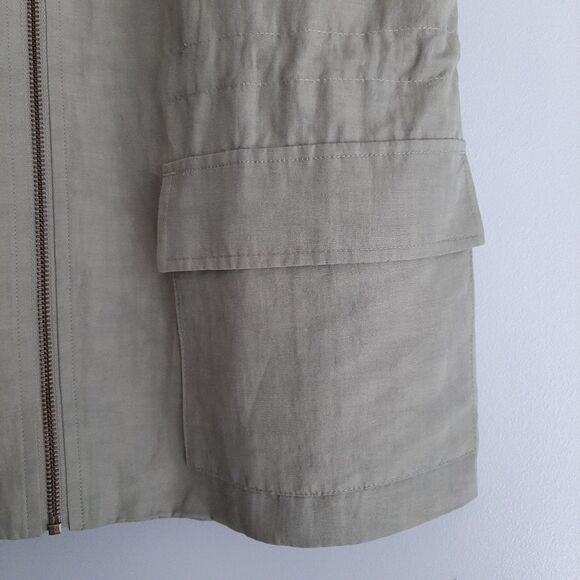 NORDSTROM COLLECTION / Full-Zip Vest Sage Green Utility Style Sz M - Picture 5 of 11